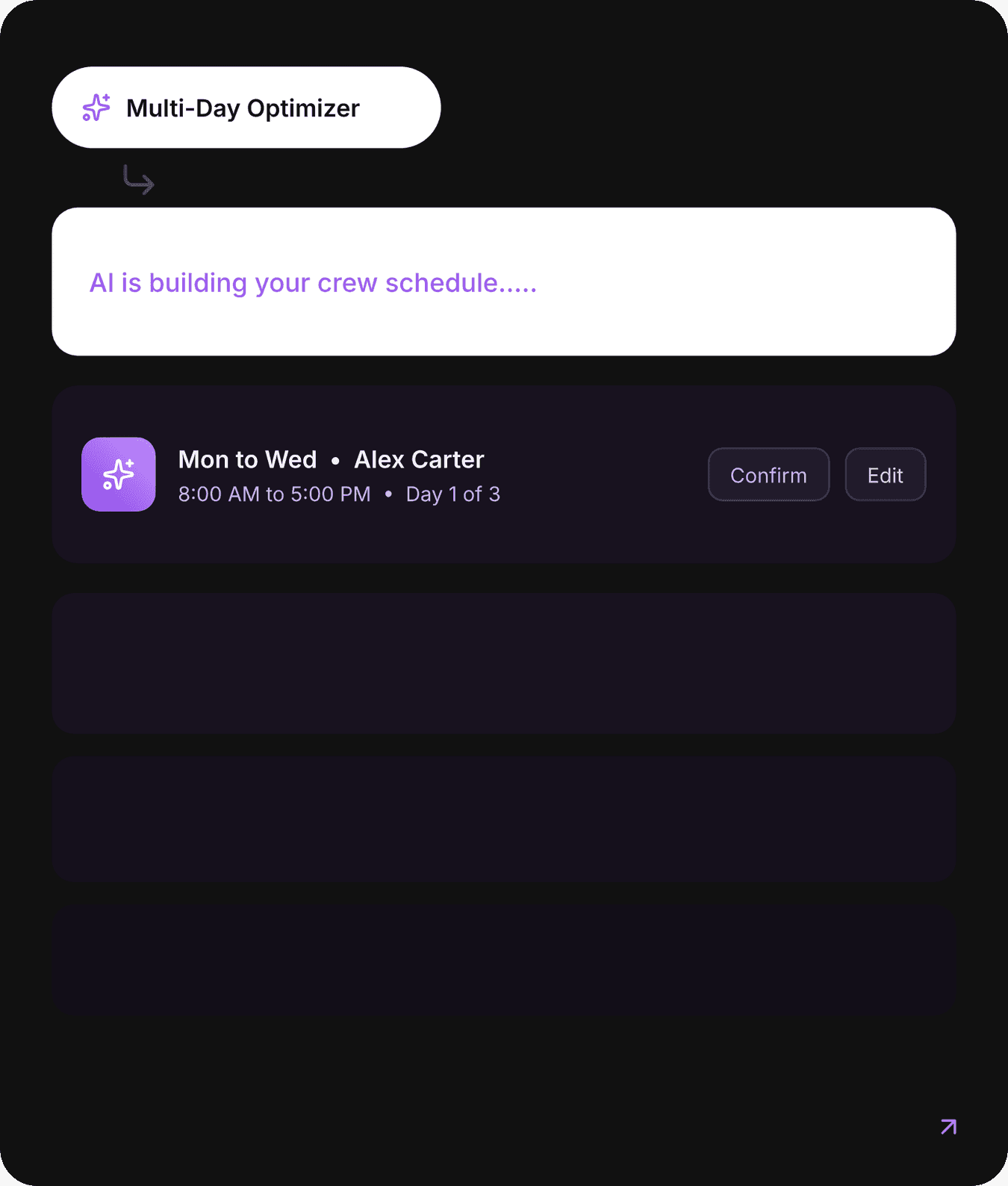 How multi-day scheduling plans jobs across multiple days, assigns technicians, and tracks progress