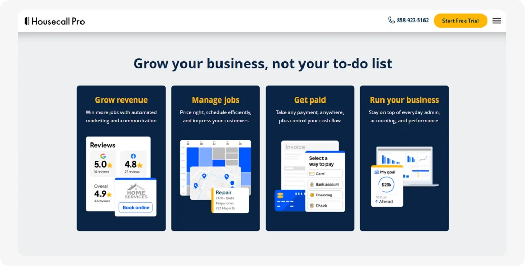 Visuals of HouseCall Pro screen