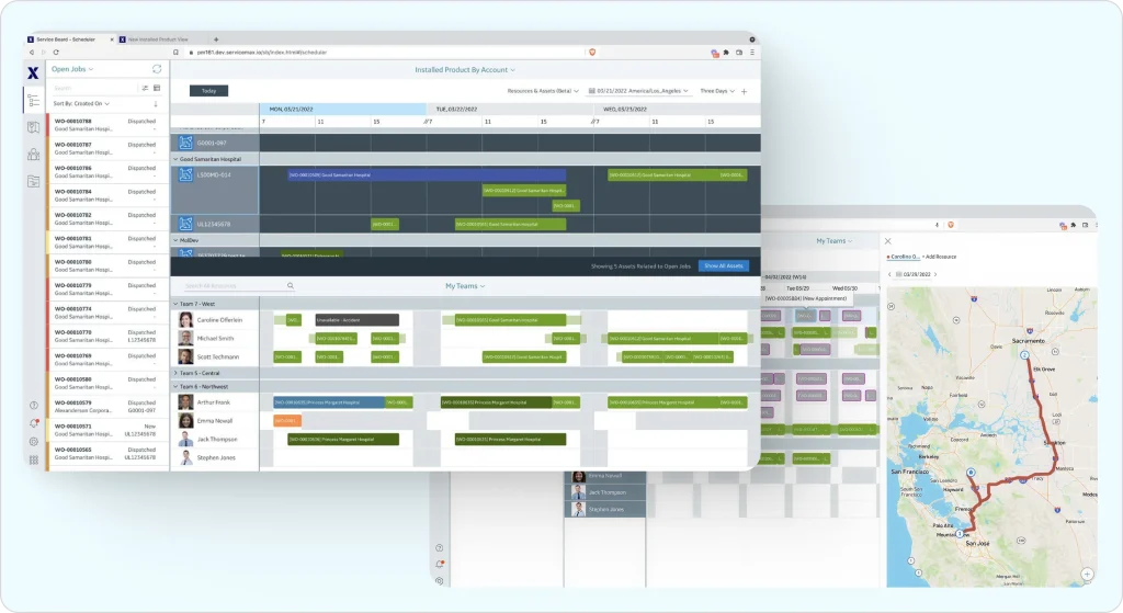 image of scheduling and dispatch feature of ServiceMax