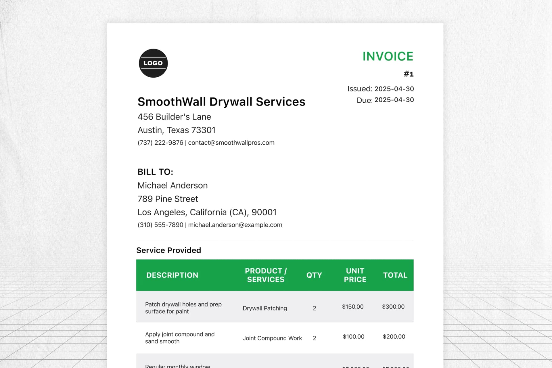 drywall-invoice-template