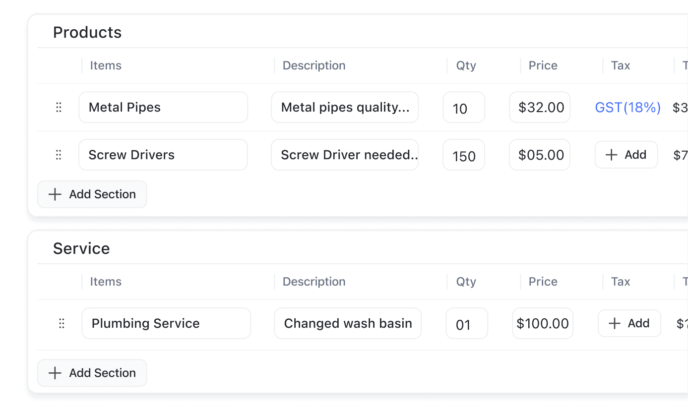 organised-multi-section-line-items