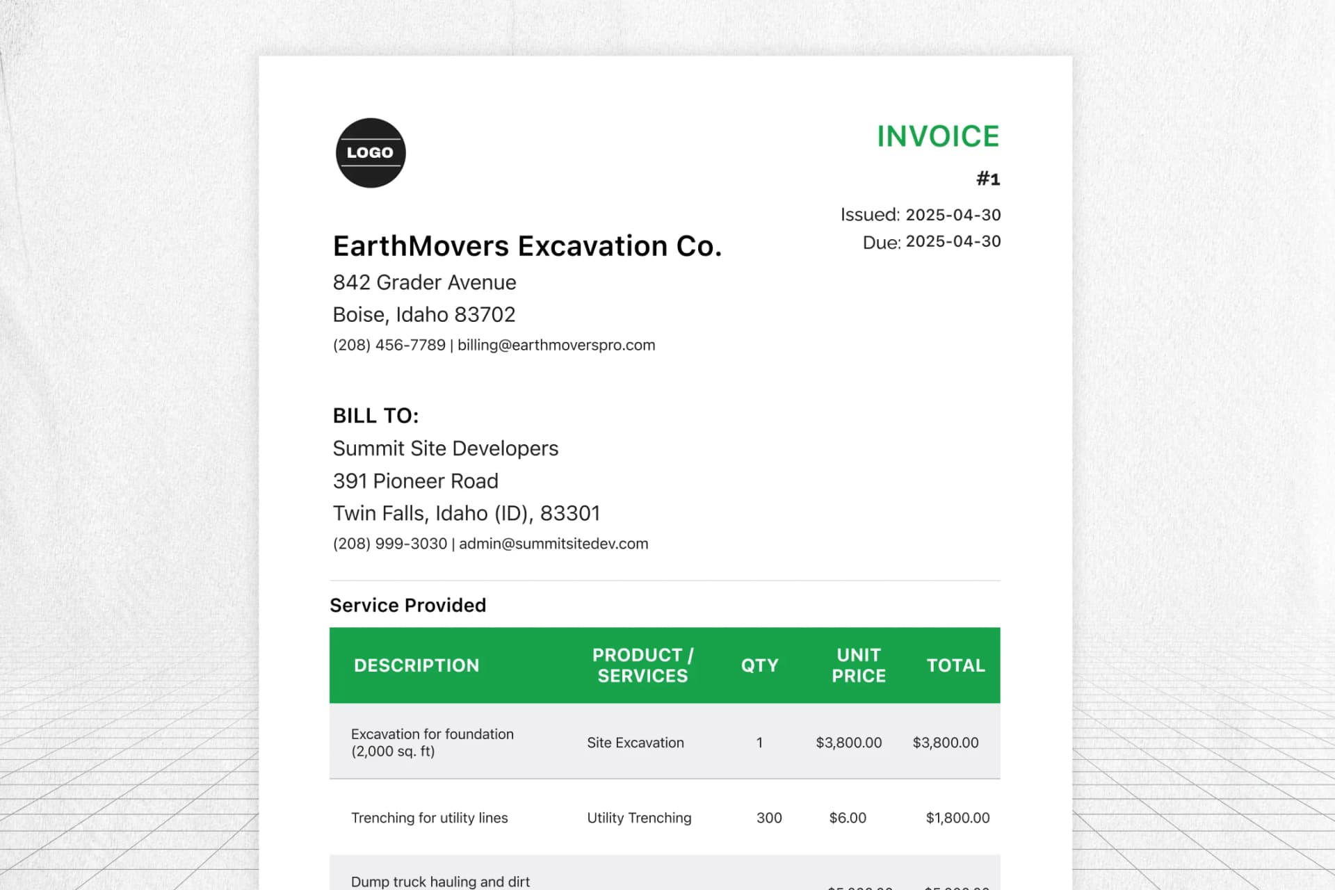excavation-invoice-template