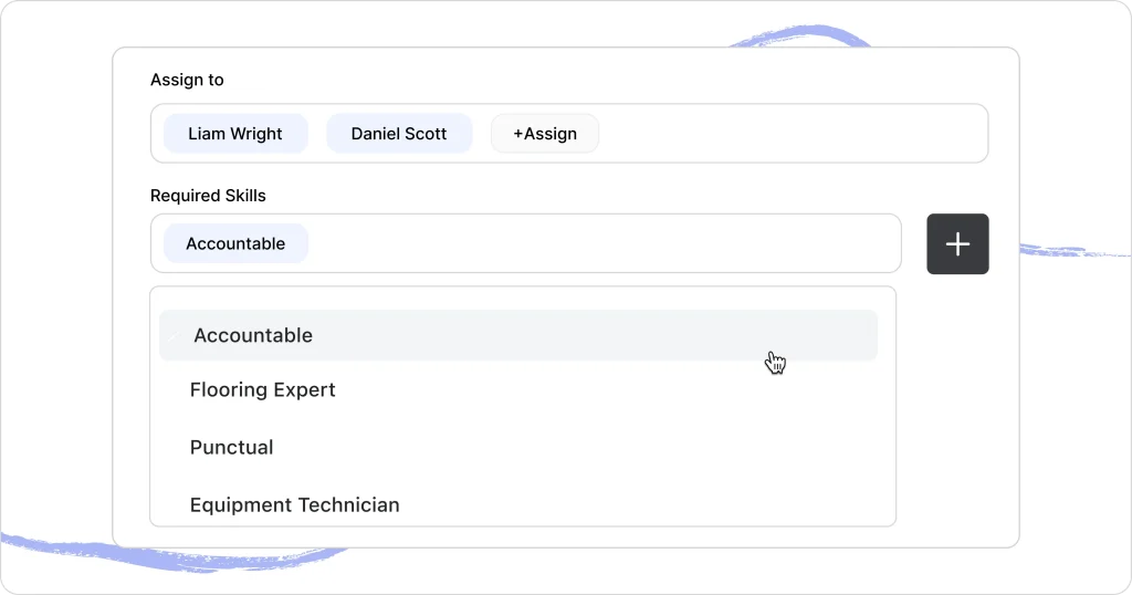 FieldCamp, a modern AI dispatching software considering technician's skills for each job