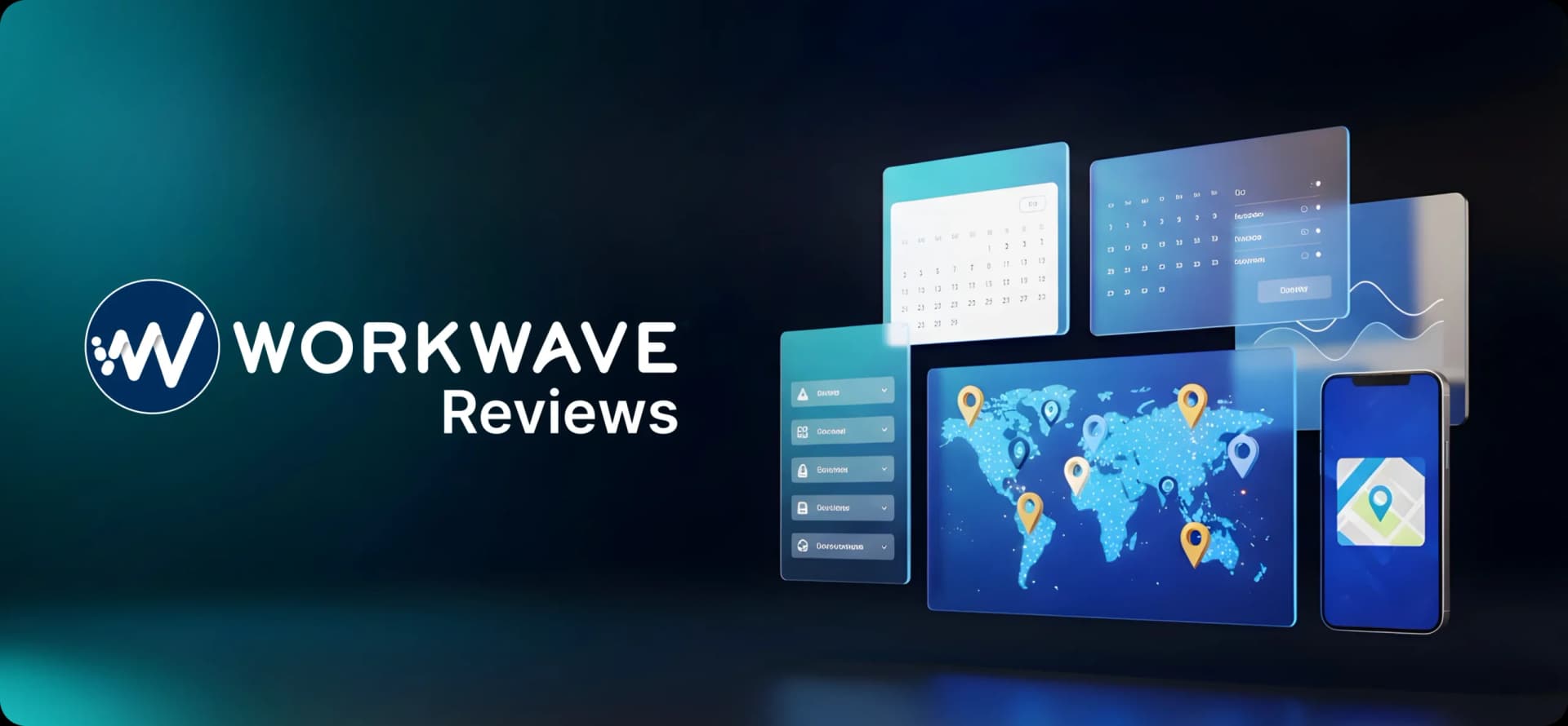 Illustration of WorkWave software features including calendar scheduling, route mapping, and mobile app, used as the WorkWave Reviews banner