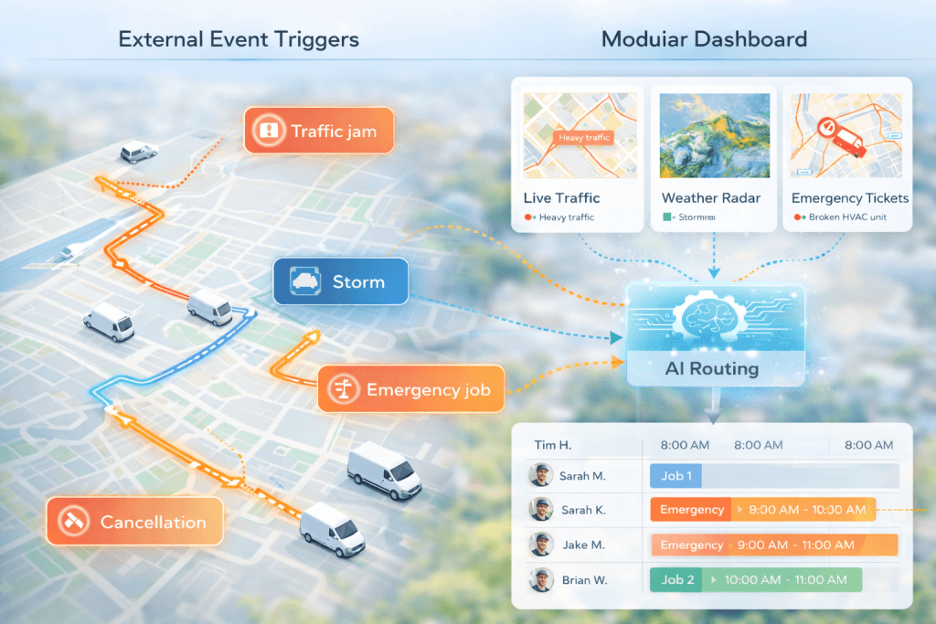Picture showing external events affecting routes