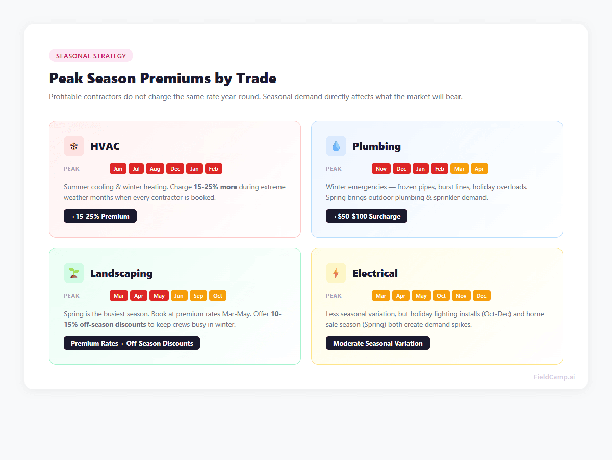 Peak Season Premiums by Trade