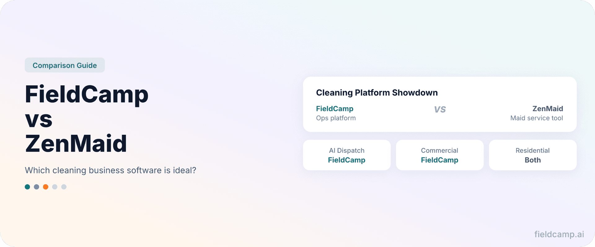 FieldCamp vs ZenMaid comparison guide showing FieldCamp as an ops platform and ZenMaid as a maid service tool for cleaning businesses