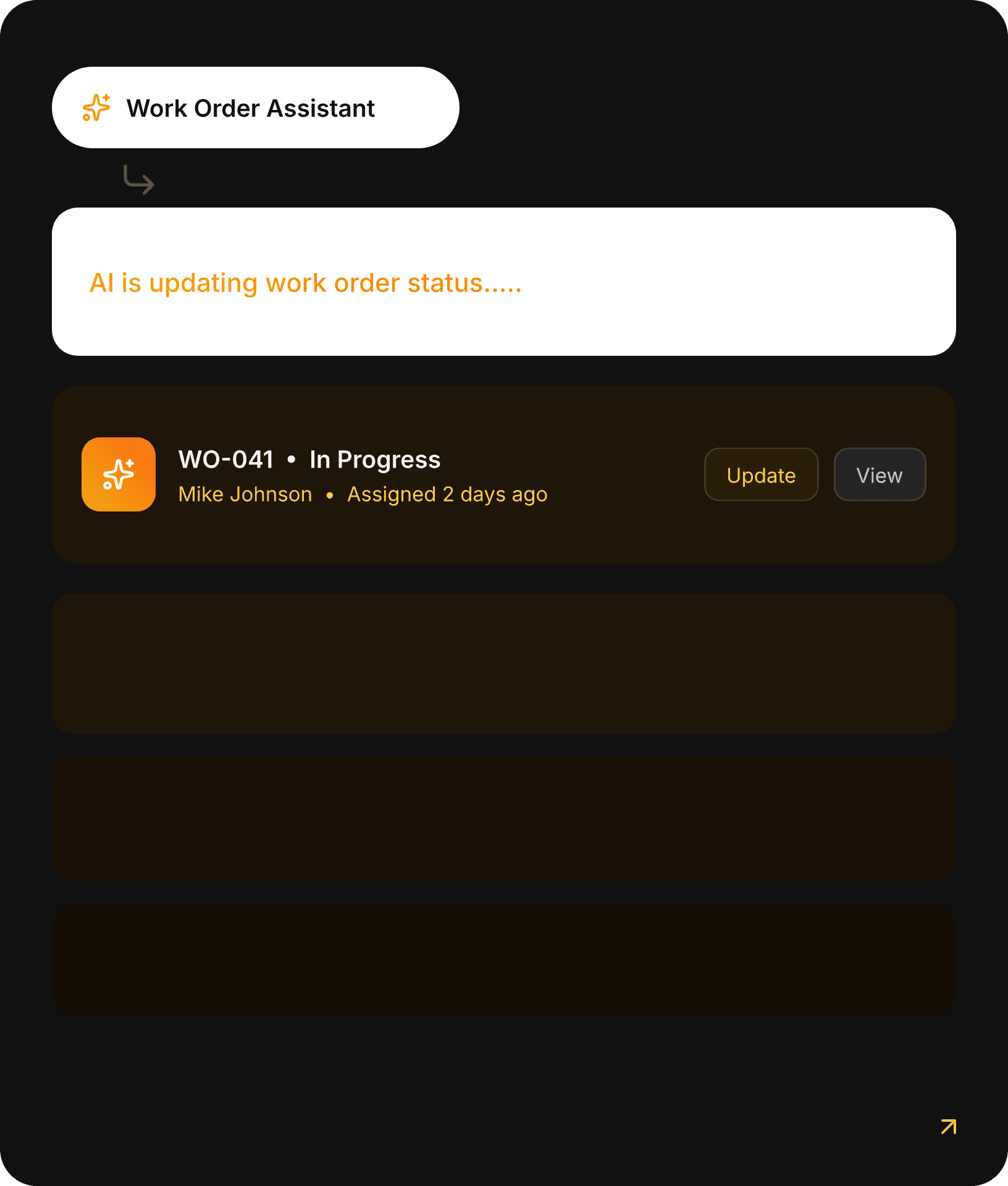 How work order management tracks job status, updates tasks, and manages technician assignments with real-time progress visibility