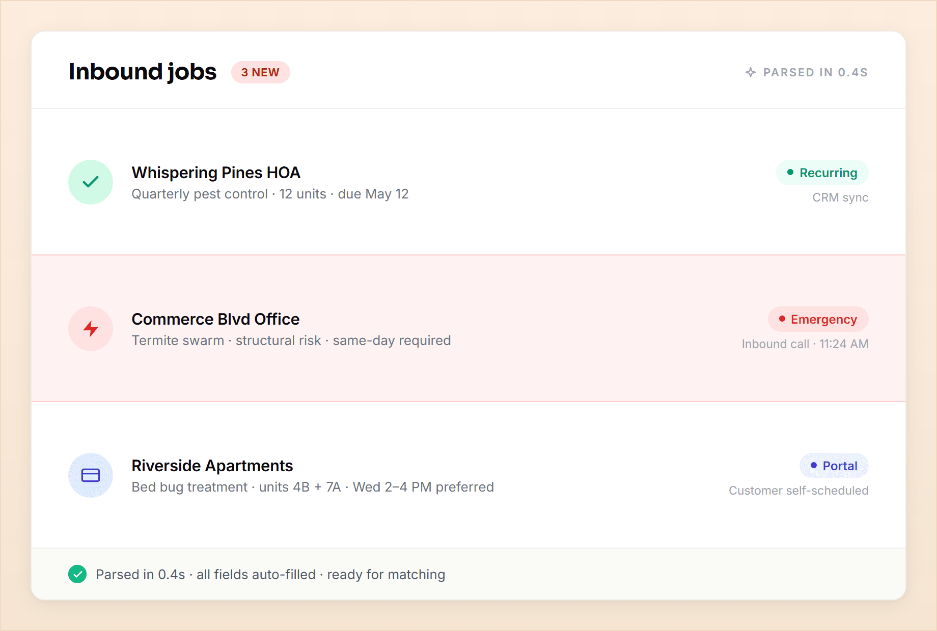 Inbound pest control jobs — FieldCamp