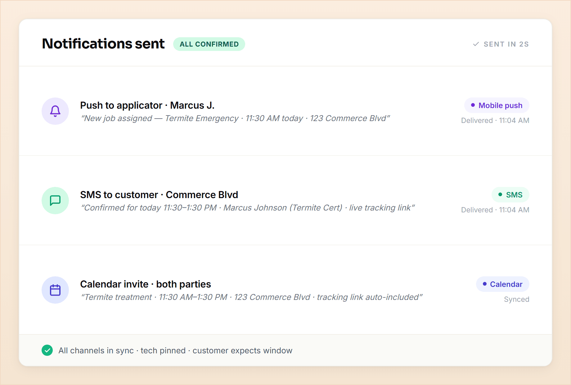 Applicator app and customer notifications