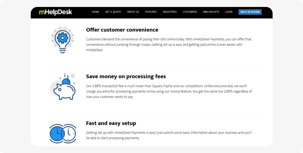 mHelpDesk’s automated invoicing and billing feature enables