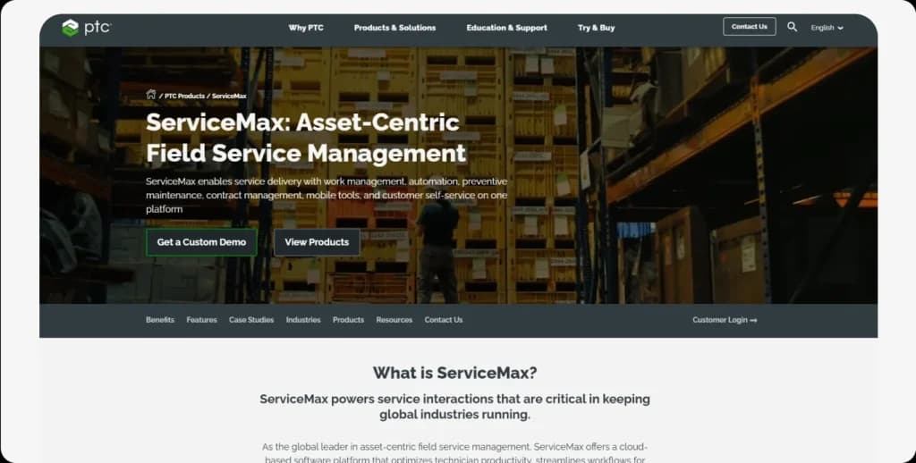 ServiceMax asset-centric field service management platform for commercial and industrial operations – enterprise ServiceTitan alternative