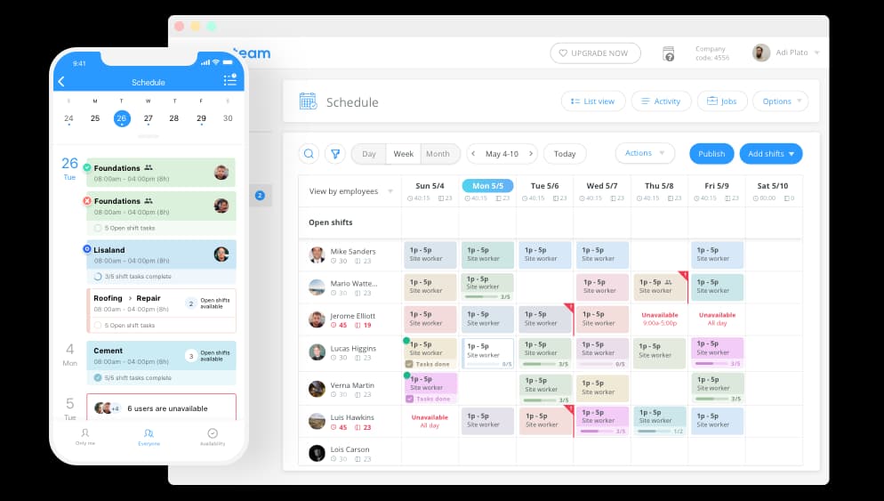Connecteam employee scheduling interface with shift management – ServiceTitan alternative for workforce management