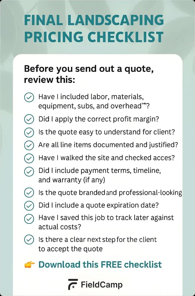 Landscaping Pricing Checklist