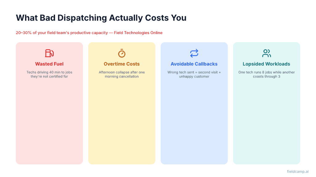 What bad dispatching actually costs you, wasted fuel, overtime, avoidable callbacks, and lopsided workloads