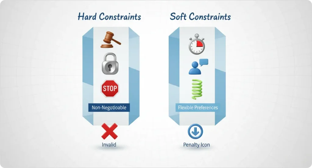 visuals of soft vs hard constraints