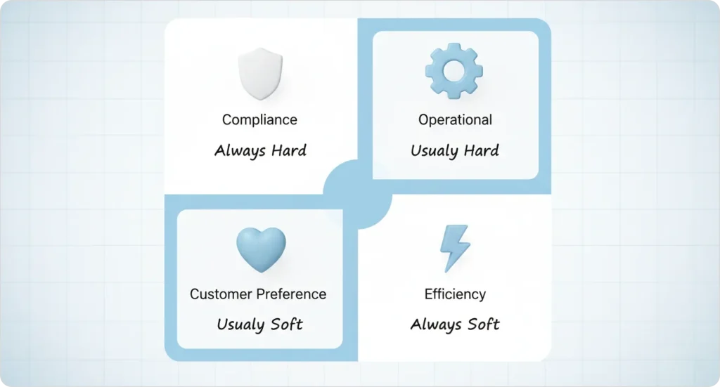 Explaining the four categories of dispatch constraints