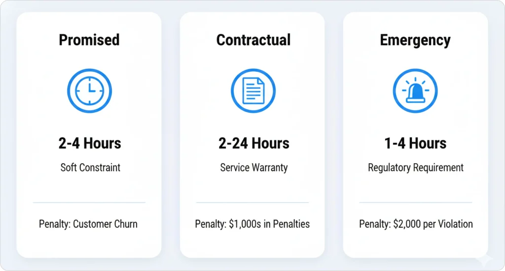 visual images of the three types of SLA committments