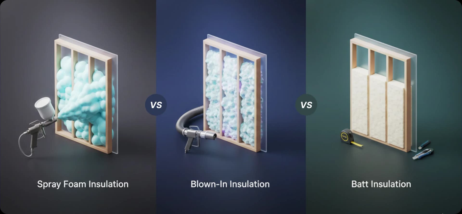 feature image of spray foam vs blown in batt insulation