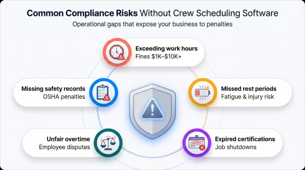 Visuals of compliance overtime and constant fatigue and headache