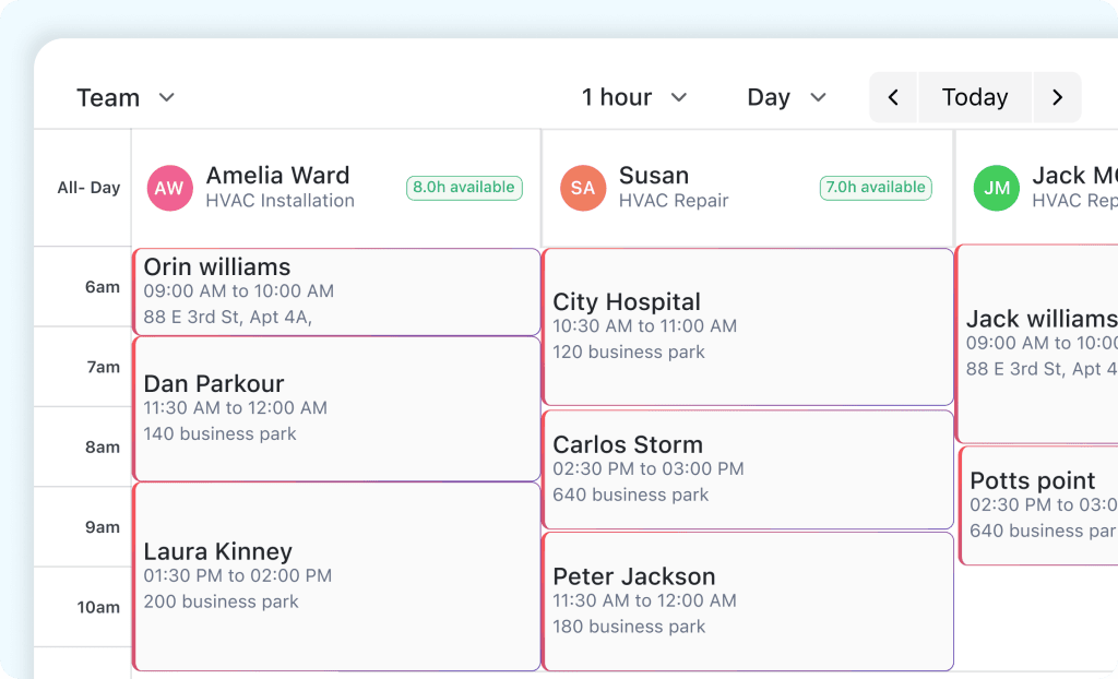 FieldCamp AI Dispatcher showing the Dispatch Watch panel with no urgent field work pending, and a Re-optimize Schedule toggle set to On, which uses the recovery optimizer to stabilize the dispatch board after a disruption.