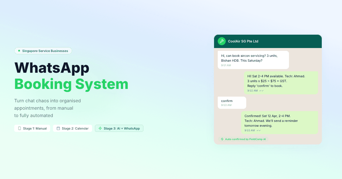 WhatsApp booking system for Singapore service businesses — from manual chat to fully automated scheduling